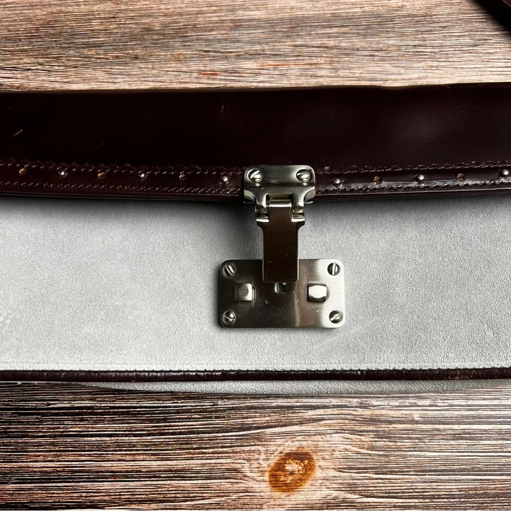 Anne Taylor Y2K Mini Baguette Bag Gray and Brown Suede and Leather - Picture 3 of 16